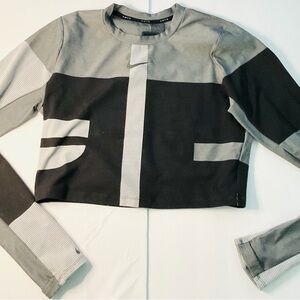 Nike Cropped Colorblock Training Jacket Gray Black Long Sleeve M